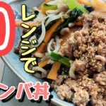 ひき肉で簡単辛くないビビンバ丼作り方！フライパンなしレシピ！