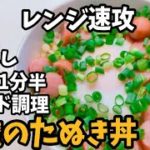 【茶碗飯】半熟卵の悪魔のたぬき丼　ずぼら飯料理レンジレシピ