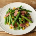 基本の副菜。いんげんとベーコンのソテー