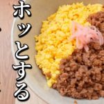 ひき肉と卵で簡単やさしいそぼろ丼作り方！やみつき二色丼レシピ
