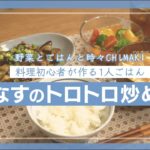 夜の簡単一人ごはん／野菜ごはん／料理初心者／ナスのトロトロ炒め／丁寧な暮らしに憧れる