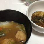 夕食　とり野菜鍋とアジの甘酢蒲焼^o^レシピあり