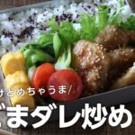 【お弁当作り】たった3品の簡単おかず！鶏肉のごまダレ炒め弁当bento＃673