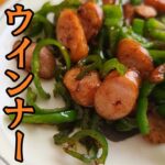 【お弁当おかず】簡単ウインナーレシピ!ピーマンのごま油炒めを紹介!切って炒めるだけなのにめっちゃ美味しい作り方