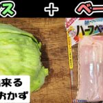 【簡単お弁当おかず】野菜を使った5分以内で作るベーコンとレタスの電子レンジ蒸しの作り方！包丁もまな板もいらない超時短レンチン料理のレシピを紹介【旦那弁当】