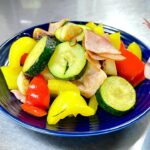 夏野菜とハムのガリーック炒め