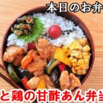 【お弁当 130】鶏肉レシピ☆甘酢あんが絡んでご飯がススム! 冷めても美味しい 【夏野菜と鶏の甘酢あん弁当】概要欄に材料の記載あり✨☀️✨