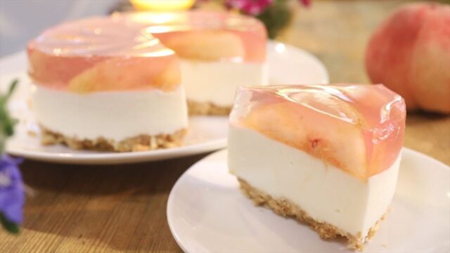 桃のレアチーズケーキの作り方 レシピ Non Baked Cheesecake Of Peach Coris Cooking レシピ動画