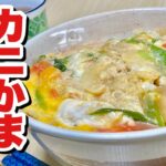 レンジでチンの超簡単レシピ！ふんわり卵に蟹では無くカニカマを使い節約！カニカマたまご丼の作り方【cooking(料理)】