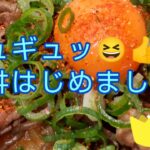 牛丼、小松菜の炒り菜。　#よんちゃんねる  #よんちゃんめし  #よんちゃん