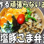 【 10分弁当 】ネギ塩豚弁当の頑張りすぎないお弁当レシピ~包丁もまな板もいらない 豚こま肉で冷めても美味しいお弁当の作り方 節約弁当/旦那弁当/毎日弁当/わっぱ弁当【 bento 】
