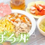 【幼児食】食べやすい！卵と鶏そぼろ丼とレンコンの煮物の献立レシピ