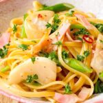 【もちもち麺で】カブとアスパラのペペロンチーノ