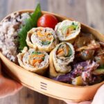簡単な野菜のおかず★油揚げ豚肉野菜巻きのお弁当〜包丁もまな板もいらない【 10分弁当 】 【 bento 】(388)