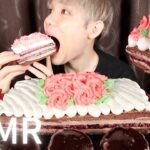 ASMR 手作りチョコレートケーキとチョコレートアイス【咀嚼音/作り方/大食い】