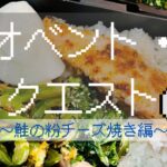 【クエスト3】お魚がドドンとのった副菜たっぷり弁当をつくれ【鮭の粉チーズ焼き弁当】
