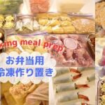 【お弁当のおかず冷凍ストック作り】蓮根ハムチーズカツ/トンデリング/エビ春巻き/ミートポテトボール/巾着煮/チキンスティック/ナスミートグラタン【Meal prep for lunch box】