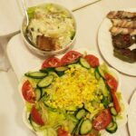 【夕飯】シチュー 牛乳消費レシピ ピーマン肉詰め 野菜こ肉巻き フランスパン コーンサラダ