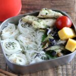 【お弁当作り】ツナと梅のさっぱりダレ！茄子のかき揚げのそうめん弁当bento＃905
