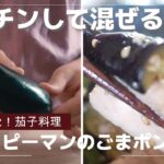 【茄子レシピ】レンチンして混ぜるだけ！旬の野菜で作る「なすとピーマンのごまポン酢」レシピ【ASMR】