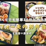 【お弁当作り】３日分　夫がおいしいといったおかずばっかり！３０分以内で作るレンジとエッグパンで簡単！満足！激安レシピ♪