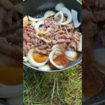 【麵つゆレシピ】牛丼でビールを流し込む #shorts #ソロキャンプ #牛丼  #beer #麵つゆ