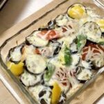 野菜のピザソースチーズ焼き／なす／ピーマン／トマトレシピ／朝ごはん／夕飯／副菜