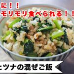 【忙しい時のお助けレシピ！！】あれこれおかずを作りたくない時におすすめ。小松菜たっぷり食べられます。＜小松菜とツナの混ぜごはん＞