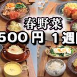 【夜ご飯 1週間献立】春野菜で節約レシピ 春キャベツ・新じゃがいも・新玉ねぎ 1週間5日の献立おかず2500円 (´・ω・`)(●`ε´●)2人暮らし(3月)(524)