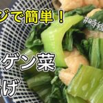 チンゲン菜の簡単レシピ。油揚げと甘辛ダレでおいしいレンジ煮の作り方【ヘルシーな副菜】