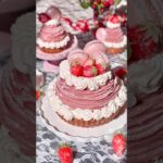 お姫様みたいな🎀いちごモンブラン💗🍓 みんなも作ってみてほしい…♡/// #ケーキ #vlog #スイーツ #モンブラン #レシピ #初音ミク #マカロン