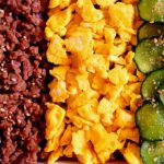 三色お弁当、簡単レシピ。Three-color lunch boxes, simple recipe.