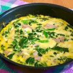 今夜のメインに！フライパンで混ぜるだけ　冷凍ほうれん草のキッシュ風　早い安い美味しい　洗い物最少　ワンパンレシピ　キッシュ風オムレツ