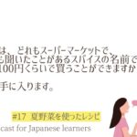 #17 夏野菜を使ったレシピ 【Intermediate / N3-N2】Japanese Podcast for Japanese learners