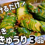【きゅうりレシピ】簡単漬物♪ポリ袋で漬けるやみつき副菜!人気の蛇腹きゅうり他3品|大量消費にも