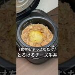 食材をぶっ込むだけ！　とろけるチーズ牛丼　#炊飯器 #炊飯器レシピ #料理 #簡単レシピ #ズボラ飯 #時間 #チーズ牛丼 #独身 #アラサー#牛肉 #レシピ #料理男子