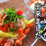お米の代わりにいかが?絶品そうめんアレンジ!夏野菜と鶏もも肉で栄養満点!なすの皮のきんぴら|ナスとトマトたっぷり|令和の米騒動|コメ不足対策レシピ