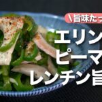 【ピーマンレシピ】旨味がギュッ◎ピーマン種ごとで栄養もたっぷり！お箸が進むレンジで簡単副菜！酒のアテにもすごくぴったりなピーマンとエリンギの旨和え【今日のあと一品】【副菜レシピ】