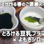 【レシピ】とろける豆乳入りブラマンジェ × よもぎシロップ!春のご褒美スイーツ🌸